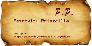Petrovity Priszcilla névjegykártya